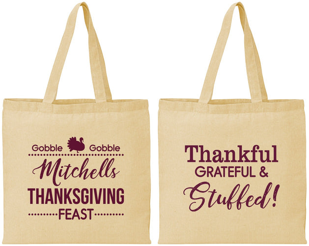 Personalized Thanksgiving Cotton Tote Bags - Thankful Stuffed | 260029