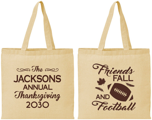 Personalized Thanksgiving Cotton Tote Bags - Football | 260031