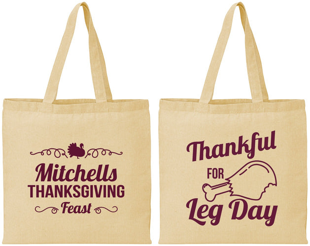 Personalized Thanksgiving Cotton Tote Bags - Leg Day | 260033