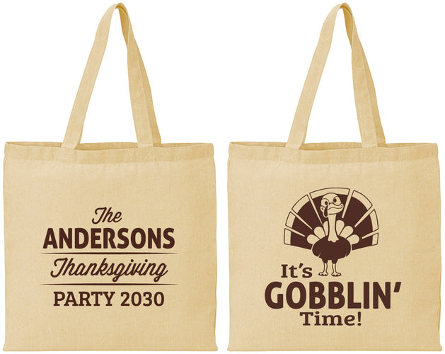Personalized Thanksgiving Cotton Tote Bags - Turkey Gobblin | 260035