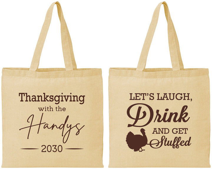 Personalized Thanksgiving Cotton Tote Bags - Turkey Stuffed | 260038