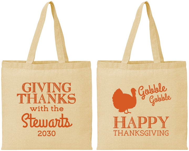 Personalized Thanksgiving Cotton Tote Bags - Gobble Gobble | 260040