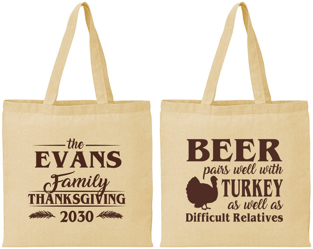 Personalized Thanksgiving Cotton Tote Bags - Turkey | 260042
