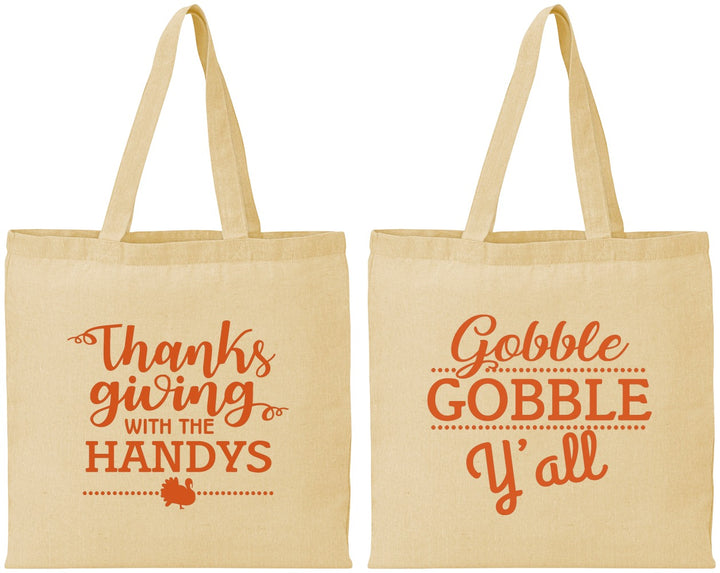 Personalized Thanksgiving Cotton Tote Bags - Gobble Gobble | 260044