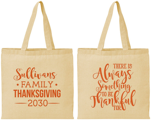 Personalized Thanksgiving Cotton Tote Bags - Thankful | 260048