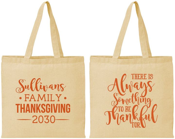 Personalized Thanksgiving Cotton Tote Bags - Thankful | 260048