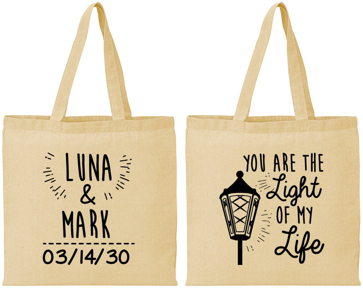 Personalized Wedding Cotton Tote Bags - You Are The Light Of My Life | 261