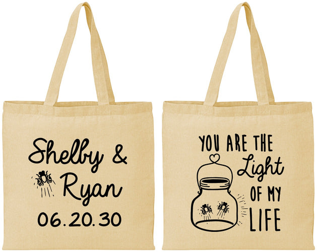 Personalized Wedding Cotton Tote Bags - You Are The Light Of My Life | 262