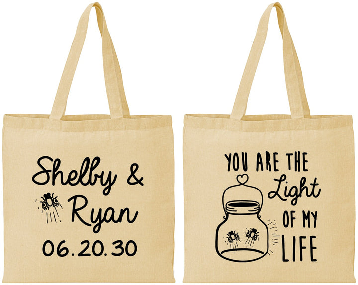 Personalized Wedding Cotton Tote Bags - You Are The Light Of My Life | 262