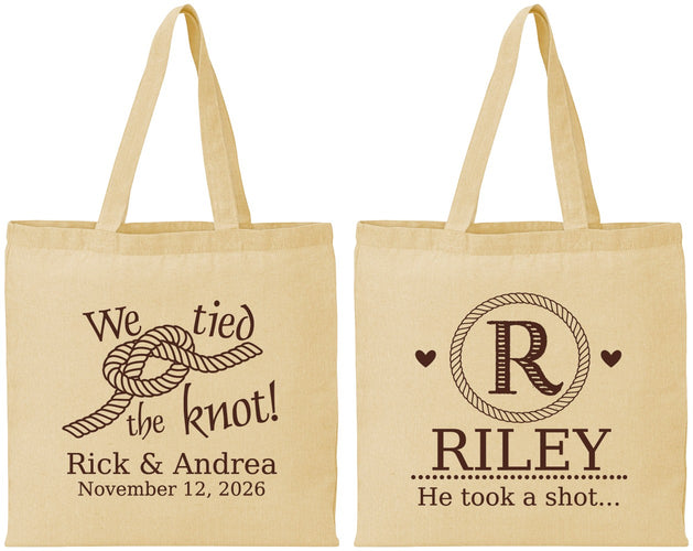 Personalized Wedding Cotton Tote Bags - We Tied The Knot | 263