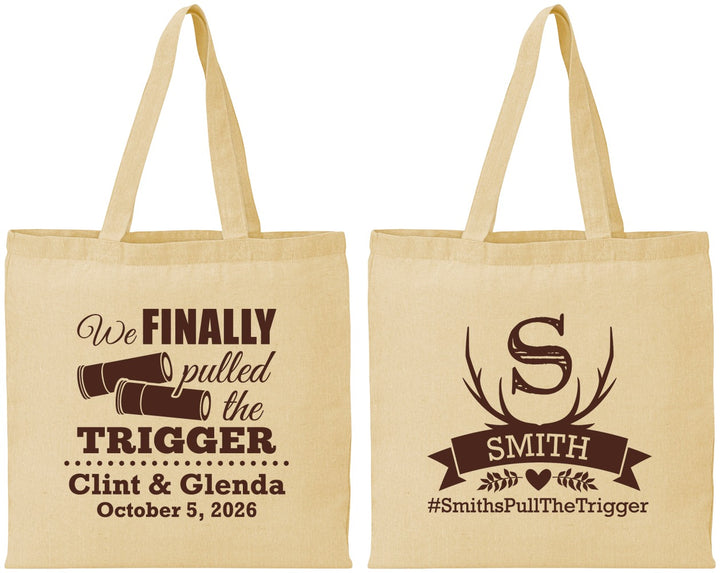 Personalized Wedding Cotton Tote Bags - Finally Pull The Trigger | 264