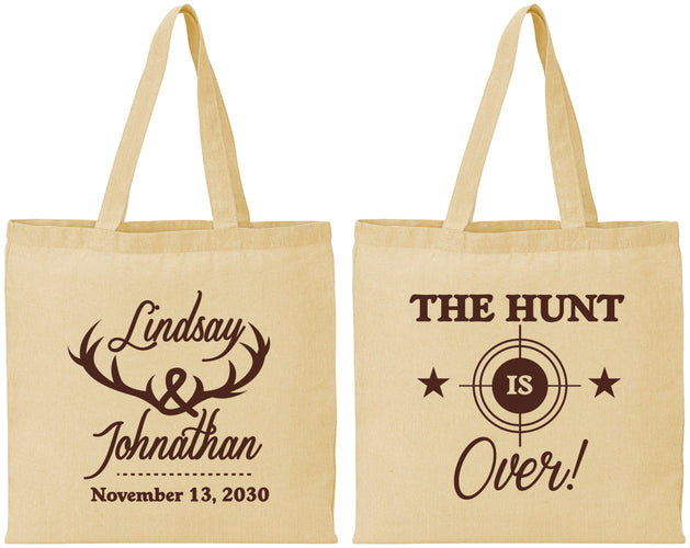 Personalized Wedding Cotton Tote Bags - The Hunt Is Over | 266