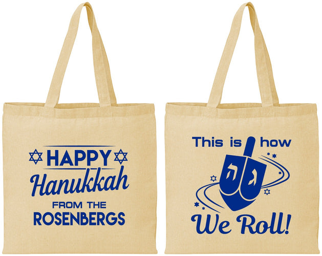 Personalized Hanukkah Cotton Tote Bags - Dreidel | 270001