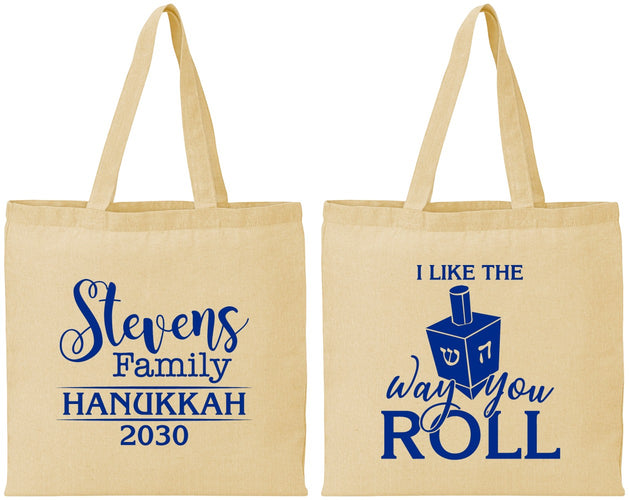 Personalized Hanukkah Cotton Tote Bags - Dreidel | 270002