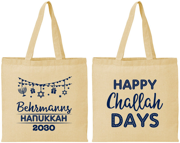 Personalized Hanukkah Cotton Tote Bags - Challah Days | 270003