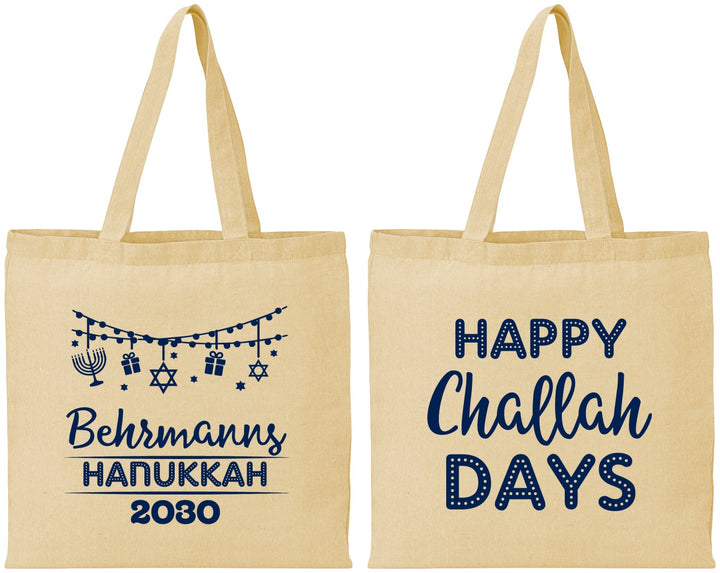 Personalized Hanukkah Cotton Tote Bags - Challah Days | 270003