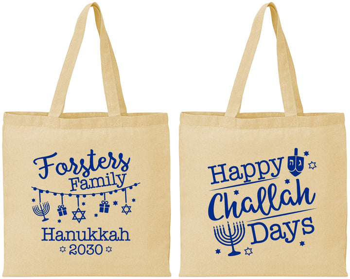 Personalized Hanukkah Cotton Tote Bags - Challah Days | 270004
