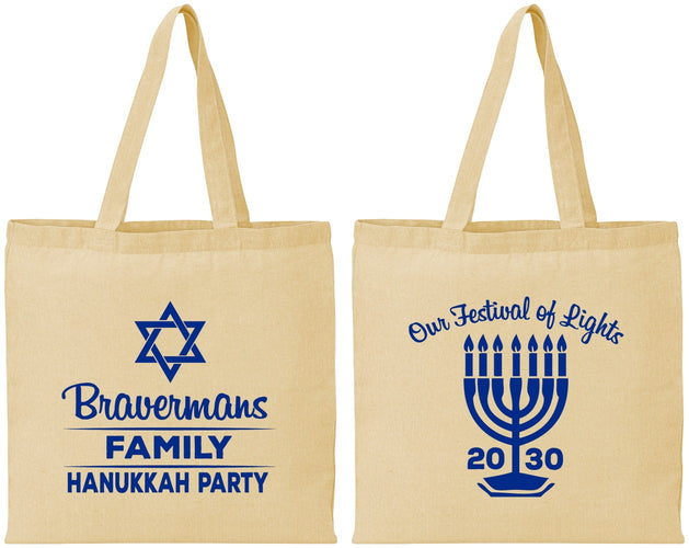 Personalized Hanukkah Cotton Tote Bags - Festival Of Lights | 270005