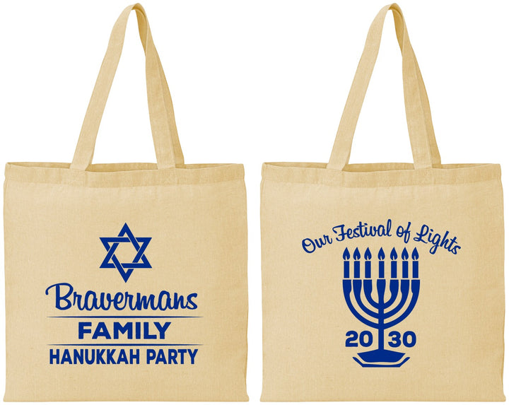 Personalized Hanukkah Cotton Tote Bags - Festival Of Lights | 270005