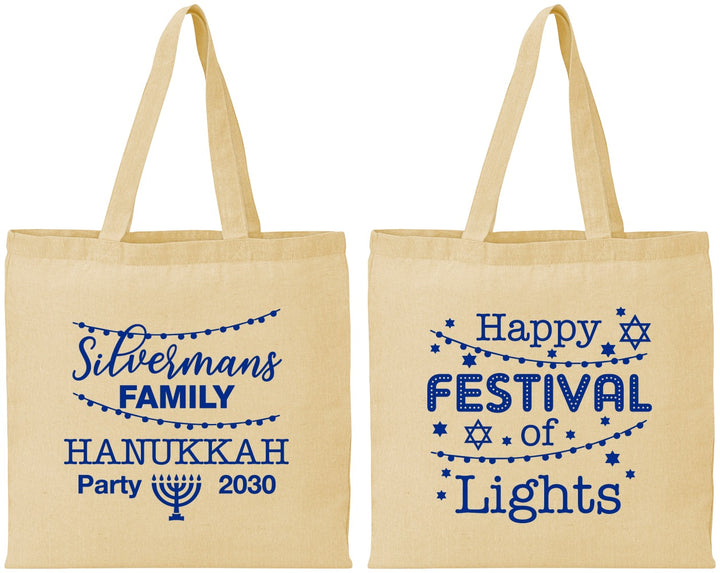 Personalized Hanukkah Cotton Tote Bags - Festival Of Lights | 270006