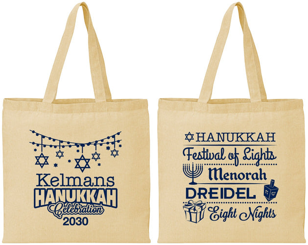 Personalized Hanukkah Cotton Tote Bags - Festival Of Lights | 270007
