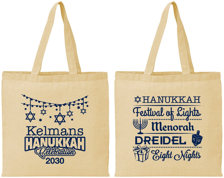 Personalized Hanukkah Cotton Tote Bags - Festival Of Lights | 270007