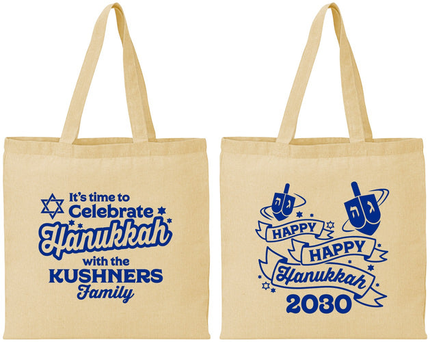 Personalized Hanukkah Cotton Tote Bags - Dreidel | 270012