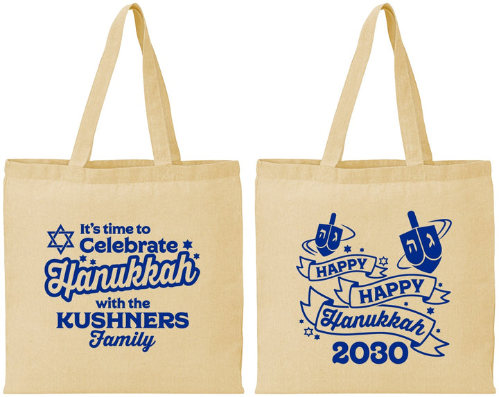 Personalized Hanukkah Cotton Tote Bags - Dreidel | 270012