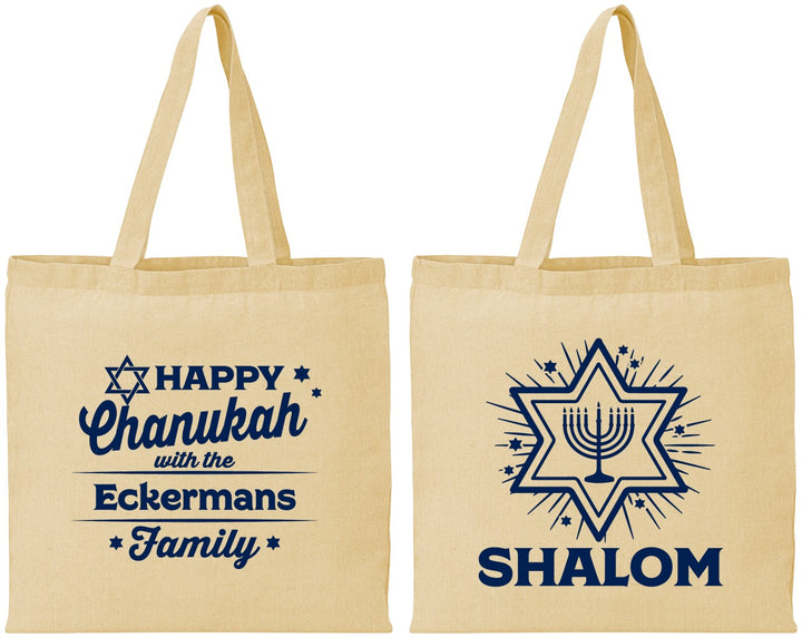 Personalized Hanukkah Cotton Tote Bags - Shalom | 270015