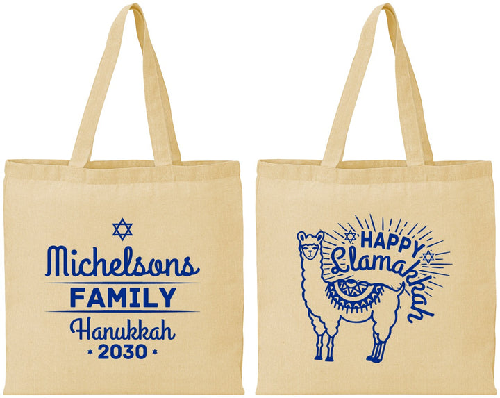 Personalized Hanukkah Cotton Tote Bags - Llamakkah | 270017