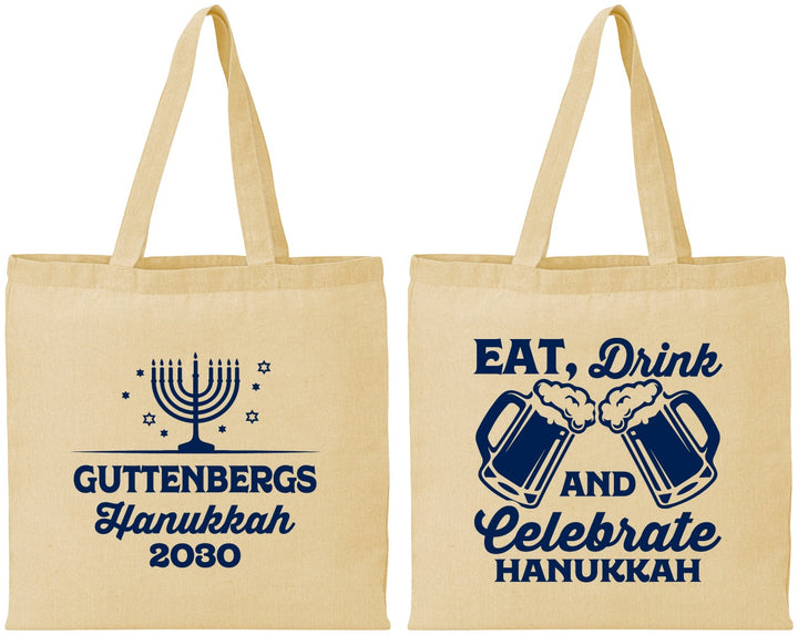 Personalized Hanukkah Cotton Tote Bags - Menorah | 270023