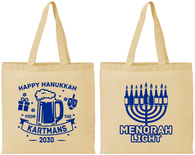 Personalized Hanukkah Cotton Tote Bags - Menorah | 270028