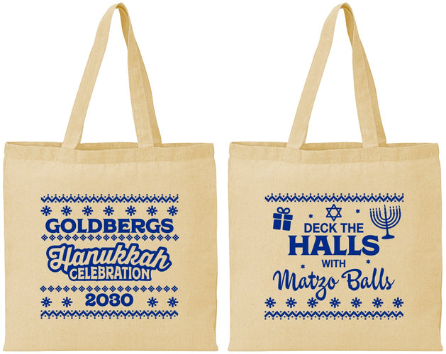 Personalized Hanukkah Cotton Tote Bags - Matzo Balls | 270029
