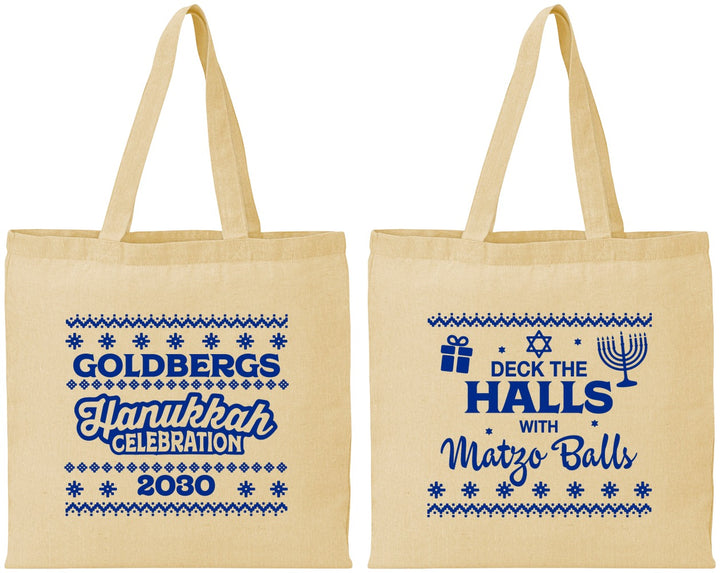 Personalized Hanukkah Cotton Tote Bags - Matzo Balls | 270029