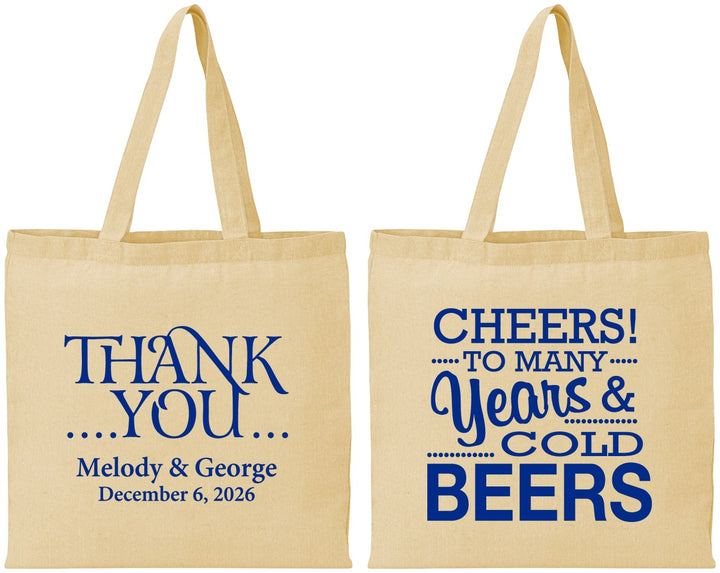 Personalized Wedding Cotton Tote Bags - Cheers Years Cold Beers | 271