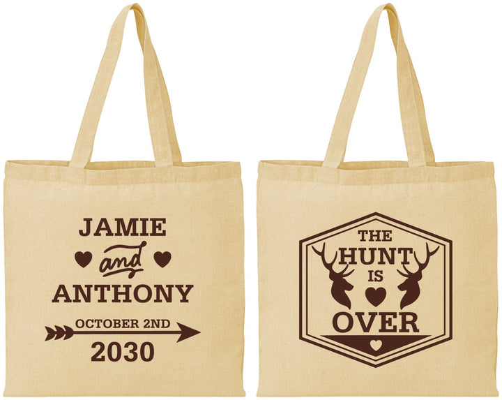 Personalized Wedding Cotton Tote Bags - The Hunt Is Over | 272