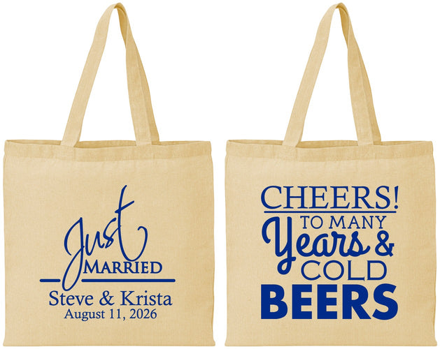 Personalized Wedding Cotton Tote Bags - Cheers Years Cold Beers | 274