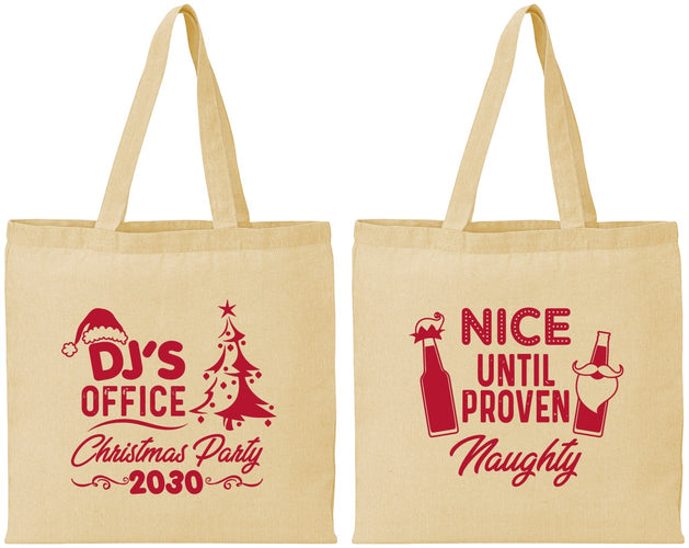 Personalized Christmas Cotton Tote Bags - Naughty Or Nice | 280000