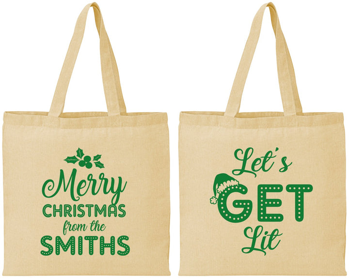 Personalized Christmas Cotton Tote Bags - Lets Get Lit | 280001