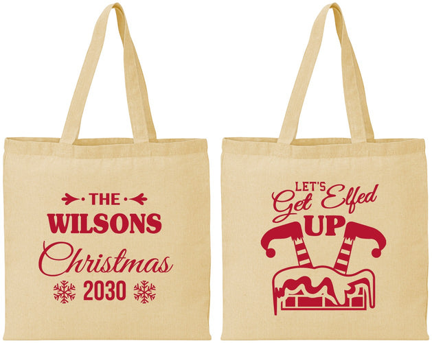 Personalized Christmas Cotton Tote Bags - Lets Get Elfed Up | 280006