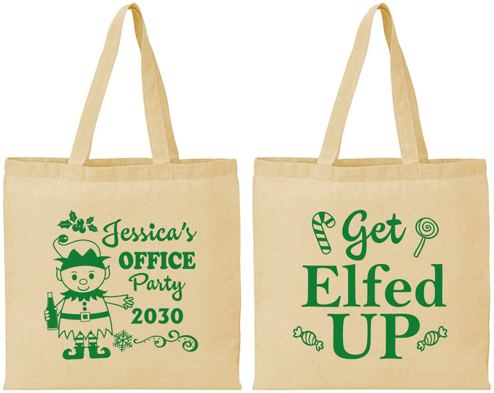 Personalized Christmas Cotton Tote Bags - Lets Get Elfed Up | 280007