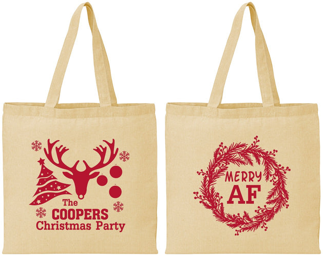 Personalized Christmas Cotton Tote Bags - Merry Af | 280014