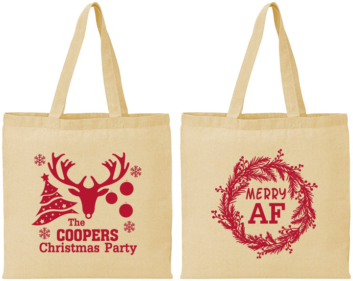 Personalized Christmas Cotton Tote Bags - Merry Af | 280014