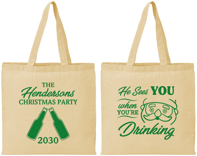 Personalized Christmas Cotton Tote Bags - Santa | 280015