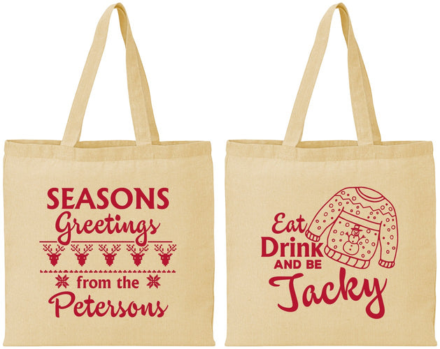 Personalized Christmas Cotton Tote Bags - Eat Drink Be Jacky | 280016