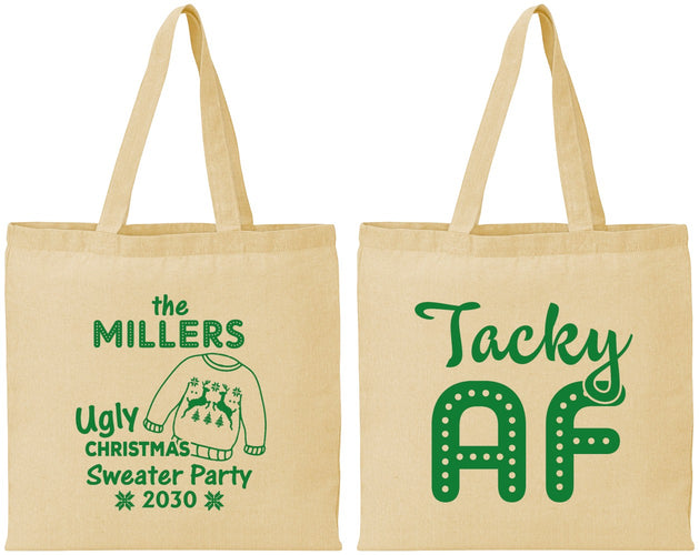 Personalized Christmas Cotton Tote Bags - Tacky Af | 280017
