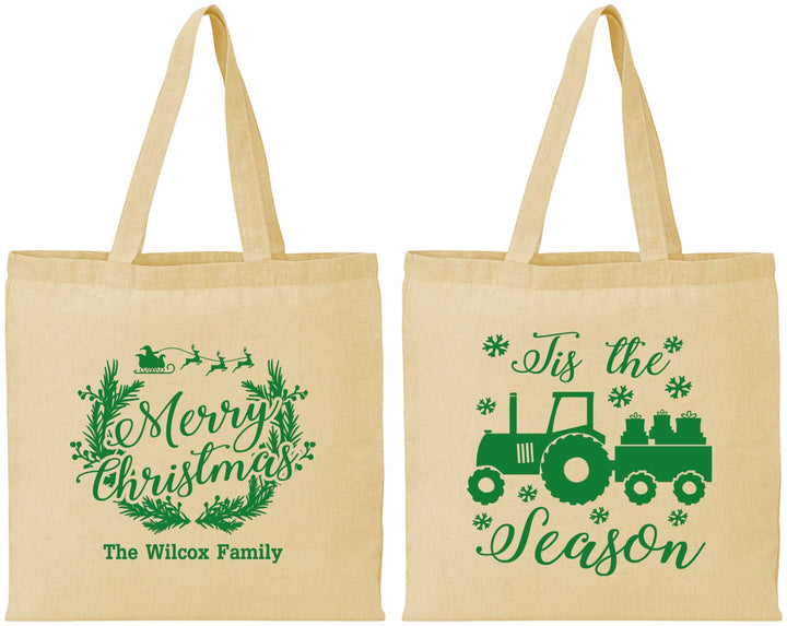 Personalized Christmas Cotton Tote Bags - Til The Season | 280019