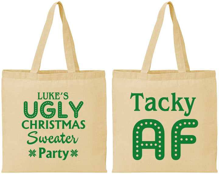 Personalized Christmas Cotton Tote Bags - Tacky Af | 280021
