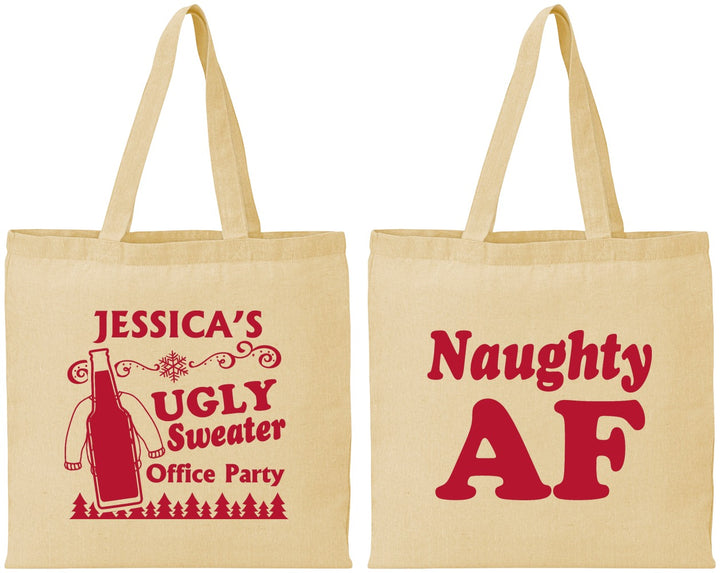 Personalized Christmas Cotton Tote Bags - Eat Drink Be Ugly | 280024