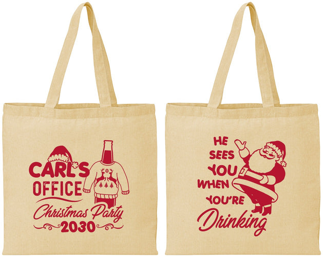 Personalized Christmas Cotton Tote Bags - Santa Claus | 280028